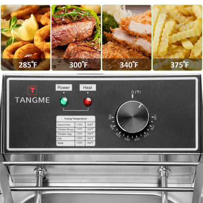 Commercial Deep Fryer - 3400W Electric Deep Fryers with 2x6.35QT Baskets 0.8mm Thickened Stainless Steel Countertop Oil Fryer 20.7QT Large Capacity with Temperature Limiter (12L)